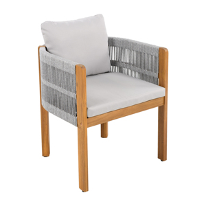 Modern Wood Outdoor <b>Dining</b> <b>Chairs</b> 2-Pack with Grey Rope Handles Washable Waterproof Cushions for Home Office - Product Image 5