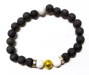 Wholesale Natural Howlite With Lava Beads Customized Bracelet 8mm | Gemstone Bracelet