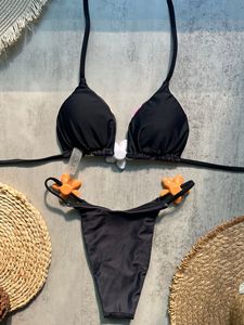 Women Floral Print Bikini Set With 3D Flower Decoration Halter Lace Up <b>Thong</b> Bottom Swimwear Two Piece Swimsuit - Product Image 5