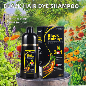 Tinte Capilar Natural Negro Profesional Meidu, Champú para Cubrir Canas con Burbujas de Jengibre y Plantas, 500 ml, 3 en 1, a Base de Hierbas - Product Image 2