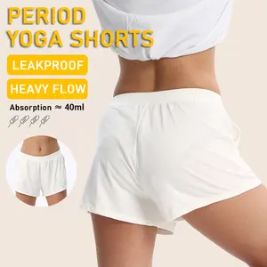 OEM Menstrual Yoga Shorts Leakproof Incontinence Activewear Gym Athletic Running Pocket Fitness Yoga Biking Period Women Shorts