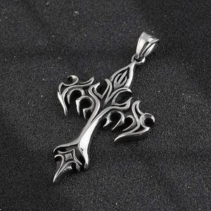 Collar con Colgante de Cruz Tribal Gótica Religiosa de Jesucristo en Acero Inoxidable Vintage, Joyería Cristiana Personalizada para Hombre - Product Image 2