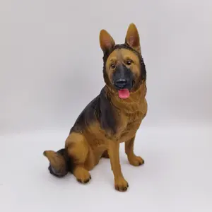 Jarra de dinheiro para cachorro lobo sentado de desenho animado, escultura de mesa artesanal em resina artificial artesanal, decoração realista para casa, animal CS