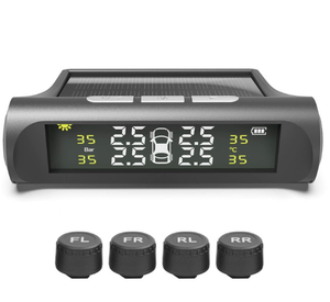 Solar Powered <strong>TPMS</strong> - Wireless Car Tire Pressure Monitor System with 4 <strong>Sensors</strong>, Real-Time Pressure/Temperature Alarm - Product Image 1