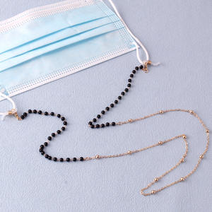 Cadena para Gafas y Mascarilla Wenbei, Material de Cobre con Perlas Negras, Simple, Antideslizante, Antipérdida, para Mascarilla y Gafas - Product Image 1