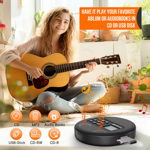 Reproductor de CD Portátil con Doble Altavoz Personalizado de Fábrica, Reproductor de Música Recargable con MP3, USB y Audiolibros, Resistente a Golpes, para Uso en Casa, Auto y Exteriores - Product Image 6
