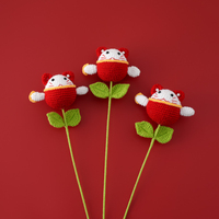 Amigurumi fait main, tige porte-bonheur rouge, fleur de la chance festive, cadeau pour le Nouvel An et décoration de table