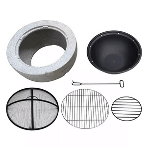 EU Round Fire Pit Tabletop Gas Charcoal <b>BBQ</b> Party Use Outdoor Camping <b>Large</b> Fire Pits - Product Image 3