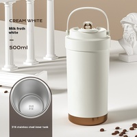 Tasse thermos à poignée sous vide doublée en céramique portable haut de gamme capacité de double boisson avec couvercle à ventouse Design moderne pour l'eau de café
