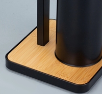 Porte-brosse de toilette en bois et acier inoxydable avec porte-papier