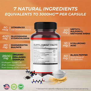 Капсулы с глюкозамином, хондроитином и МСМ для взрослых: поддержка здоровья костей, иммунитет и сердечно-сосудистой системы (OEM) - Product Image 3