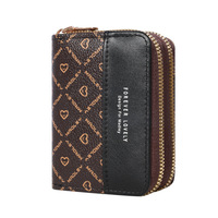Dompet Kartu Bisnis Wanita abu-abu minimalis PU dengan Logo pemblokiran RFID & penutup ritsleting dompet kartu nama bersertifikat
