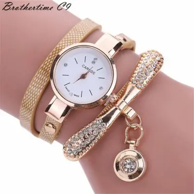 Pulsera de cuarzo de libélula para mujer, reloj de moda al por mayor