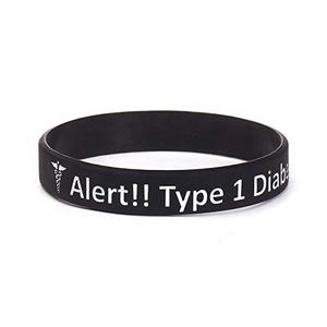 Pulseras de Identificación Médica de Silicona Clásicas para Diabetes <span class=keywords><strong>Tipo</strong></span> <span class=keywords><strong>1</strong></span>, Paquete de 5, Personalizadas, de Alta Calidad y Económicas, para Hombres y Mujeres, Muestra Gratis, 7.5 Pulgadas - Product Image 3
