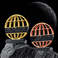 Trophée globe en métal marbré imprimé UV, médaille personnalisée haut de gamme avec logo, plaque commémorative d'anniversaire