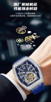 Montre mécanique automatique HANBORO pour homme, squelette lumineux ajouré, boîtier en acier inoxydable, résistance à l'eau 5 ATM