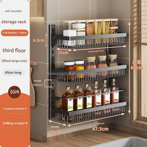 Support de rangement <span class=keywords><strong>mural</strong></span> en métal 3 niveaux pour cuisine 2026 – Étagère à épices et organisateur d'assaisonnements - Product Image 5