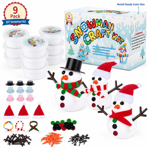 Kit de Manualidades de Muñeco de Nieve Navideño al por Mayor, Paquete de 9, Arcilla de Secado al Aire, Haz tu Propio Muñeco de Nieve, Regalos para Calcetines Navideños, Certificado por CPSIA, ASTM y CE - Product Image 1