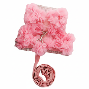 Chaleco de arnés floral para perros con correa, arneses de malla transpirable para mascotas con flores para perros pequeños y grandes, Rosa mediano - Product Image 1