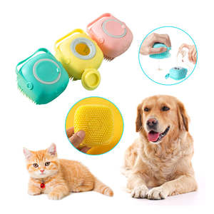 Estilo lindo Champú de silicona Masaje cepillo de ducha de vapor aseo limpieza perro y peine para mascotas - Product Image 4