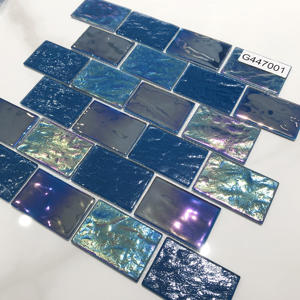 Carrelage de piscine bleu en mosaïque à la mode, irisée, miroir de <span class=keywords><strong>verre</strong></span>, écorce et bâton, dosseret - Product Image 2