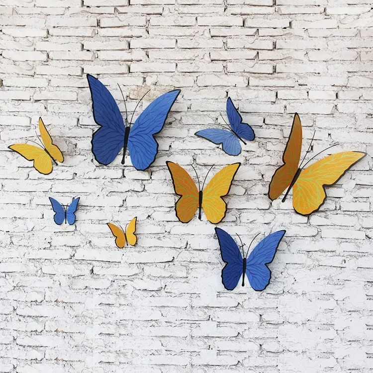 Hot Sale Indoor Decoration Hotel Model House Stainless Steel Color Butterfly Wall Art