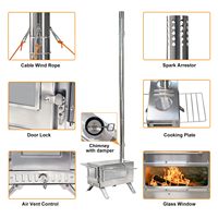 Poêle à bois portable professionnel en acier inoxydable pour tente, idéal pour le camping par temps froid, avec four pour chauffage et cuisson