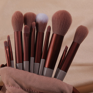13-Piece Green Makeup <b>Brush</b> Set Synthetic Bristle Portable Blush Eyeshadow Complete Tool Set - Product Image 3