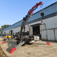 Mini-grue araignée sur chenilles en caoutchouc non marquant avec ventouses à vide pour la manutention de panneaux et la décoration de sols en marbre