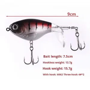 เห<span class=keywords><strong>ย</strong></span>ื่อปลอมคุณภาพสูง 9 ซม. แบบลอยผิวน้ำ Whopper Plopper ทำจาก ABS สำหรับน้ำเค็ม <span class=keywords><strong>หาง</strong></span>หมุนได้ ดึงดูด<span class=keywords><strong>ปลา</strong></span>ในน้ำจืด แม่น้ำ และลำธาร - Product Image 3