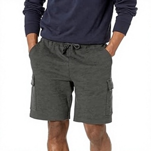 Shorts cargo à carreaux gris foncé pour homme, taille mi-haute, cordon de serrage, poches décontractées, 100 % polyester, tissu respirant à séchage rapide, tissé - Product Image 4
