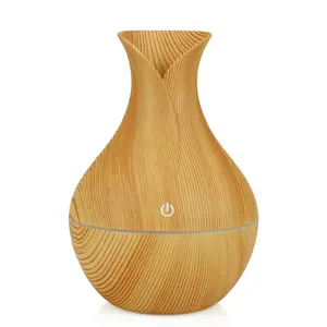Hot Sale 130ミリリットルMini USB Humidifier Wood Grain TouchセンサーSwitch LEDライト綿棒Essential Oil Aroma Diffuser