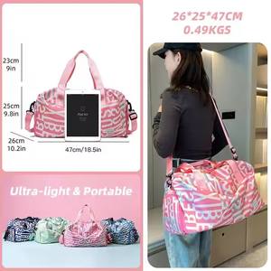 Haute qualité <span class=keywords><strong>rose</strong></span> Gym voyage Sport imperméable week-end polochon sec humide sac fourre-tout avec compartiment à chaussures Oxford sac de voyage pour les femmes - Product Image 2