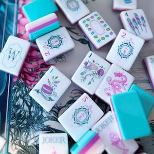 Jeu de tuiles de Mahjong de luxe américain <span class=keywords><strong>en</strong></span> acrylique bleu <span class=keywords><strong>Paris</strong></span> Candy, 160 tuiles (10 Jokers, 6 Blanks) pour 4 joueurs - Meilleures ventes - Product Image 6