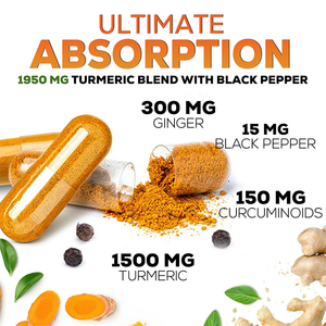 Suplemen kesehatan Kurkumin kunyit bubuk 95% kapsul jahe kunyit ekstrak lada hitam - Product Image 2