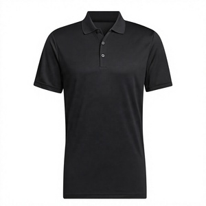 Polo en tricot à manches courtes pour homme, noir uni, design décontracté, coupe classique - Product Image 1