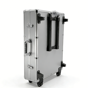 Boîte à outils portable en aluminium sur mesure, roues, cadre en métal dur argenté, construction sur mesure pour le transport et le stockage d'équipements - Product Image 3