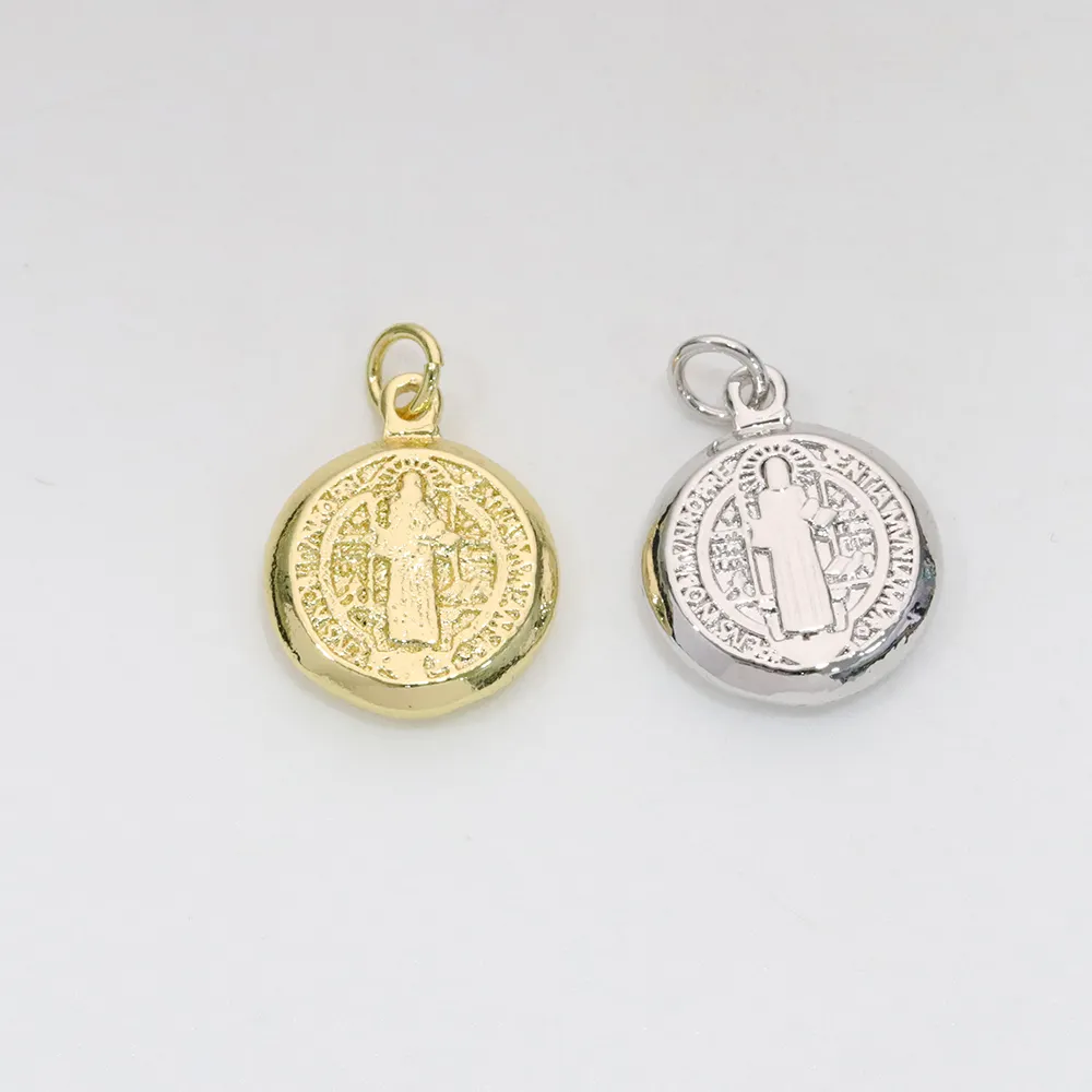 Dainty Saint St Benedict Medallion Protection Drum Shape Pendant For Diy Jewelry