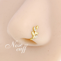 Penjualan Langsung Pabrik Cincin Hidung Jepit Tanpa Tindik Berbentuk Mahkota Bulan Hati Emas Kristal dari Baja Tahan Karat Perhiasan untuk Wanita Pria.