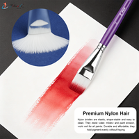 Lot de 11 pinceaux professionnels en nylon pour artistes, manche en bois violet, pour aquarelle, visage et corps