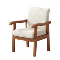 Fauteuil en bois massif de style vintage, brun rougeâtre, avec assise rembourrée en tissu, fauteuil d'appoint pour salon, meubles de maison