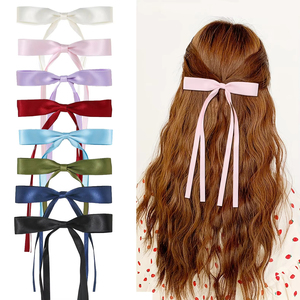 Vente en gros, mode coréenne, barrettes à ruban, pinces à cheveux pour femmes, accessoires pour cheveux, couleur unie, nœud papillon - Product Image 1