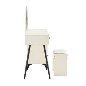 Ensemble moderne de coiffeuse éclairée par LED avec tabourets en MDF <span class=keywords><strong>Commode</strong></span> de chambre à coucher avec table d'appoint mobile pour la maison ou l'hôtel - Product Image 5