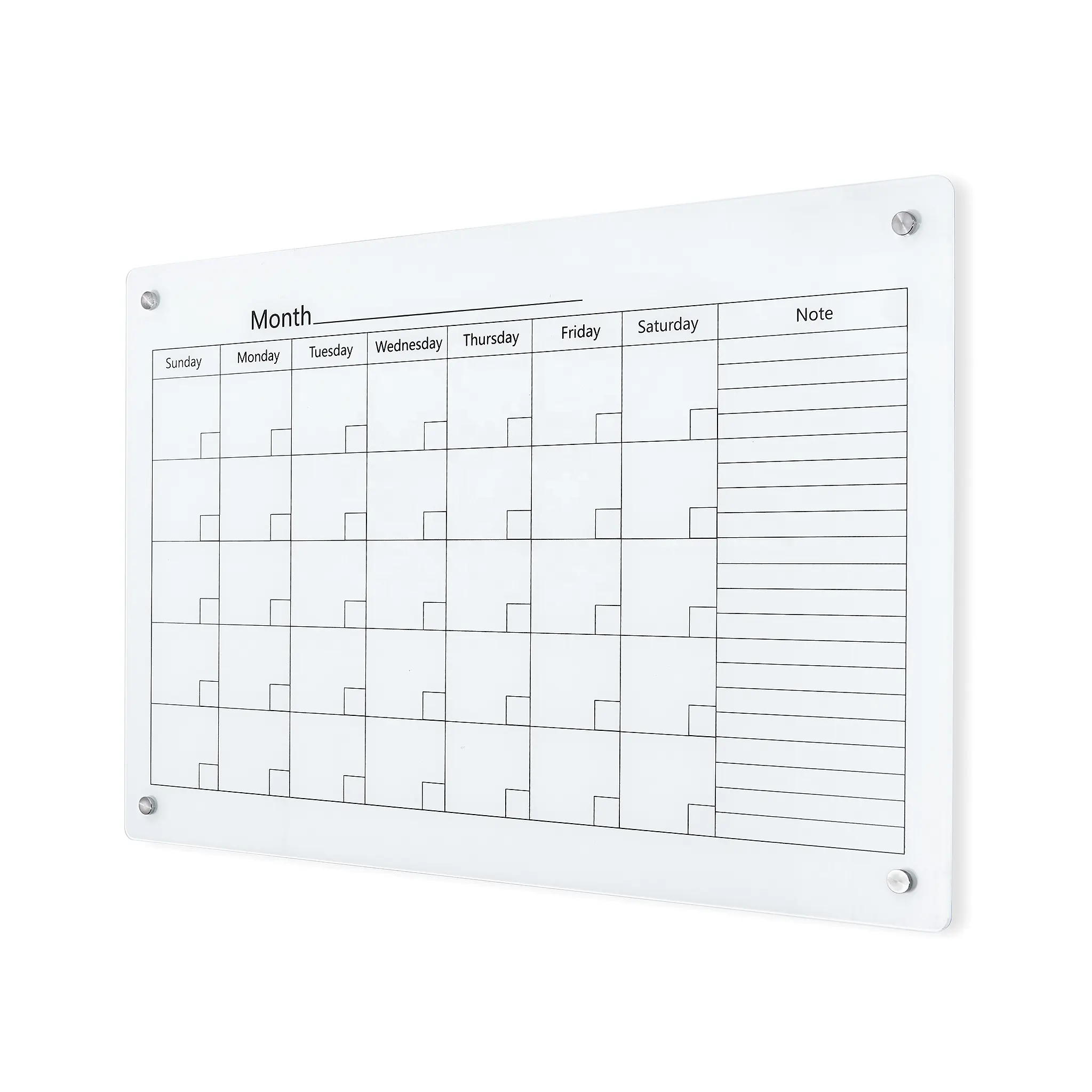 Calendrier tableau blanc magnétique, 35x23 pouces, calendrier mural en verre tableau effaçable à sec planificateur mensuel pour la maison, l'école, le bureau