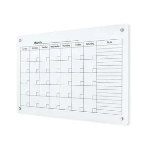 Kalender papan putih magnetik, 35x23 inci, kalender dinding kaca papan hapus kering perencana bulanan untuk rumah, sekolah, kantor