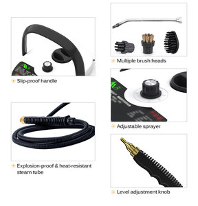 Nettoyeur vapeur haute pression portable 2500W, nettoyeur vapeur multifonctionnel à main pour la maison - Product Image 6