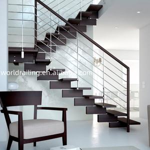 YL บันไดรูปตัวแอลในร่มบันไดไม้ทึบเหล็กพีวีซีเหล็กดัดแบบลอยสำหรับวิลล่ากลางแจ้ง - Product Image 6