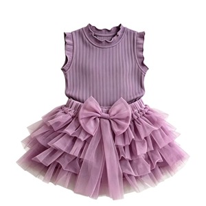 Abito Primaverile Personalizzato per Bambine, Vestito Principessa in Tulle, Gonna a Strati, <span class=keywords><strong>Abbigliamento</strong></span> Senza Maniche in Cotone Colorato per Bambini - Product Image 5