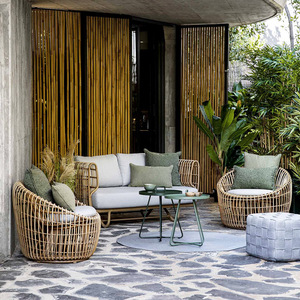 Dệt tay mây sofa ngoài trời ghế vườn phong cách sang trọng biệt thự khách sạn sân ban công bàn nhỏ ngoài trời Bàn cà phê đặt - Product Image 3