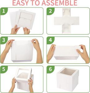 Boîtes à gâteaux hautes avec fenêtre, boîtes de boulangerie jetables, conteneurs à emporter, 2 ou 3 niveaux pour la Fête des Mères - Product Image 4